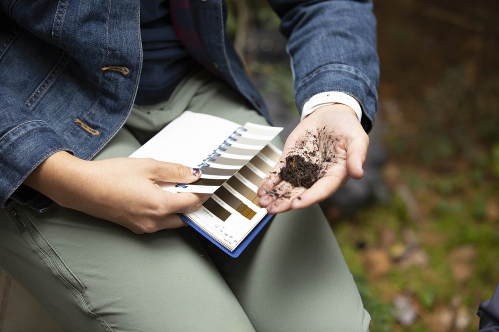 Soil Research Cluster Laboratory A researcher analyzes soil in the field