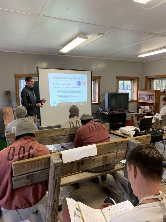 Through a logger training program, inmates prepare for possible future employment in Pennsylvania's forest products industry.
