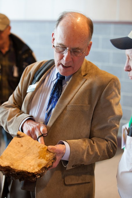 Dr. Finley describing the various aspects of a tree sample