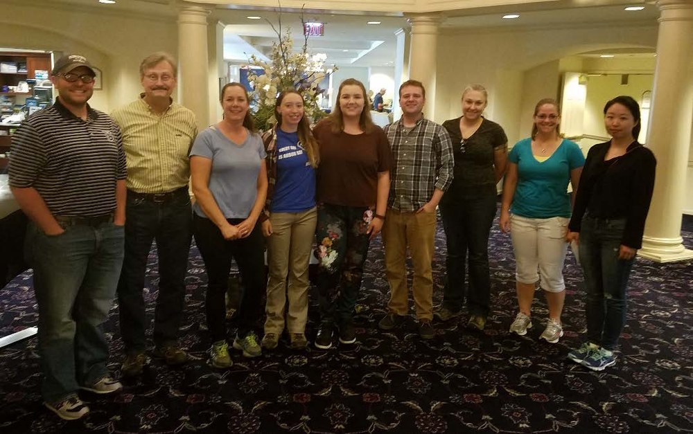 Annual Report for 2016-2017 SCHATZ CENTER 2017, L to R:Casey Weathers (PhD student), John Carlson (Director), Nicole Zembower (Lab Manager), Maureen Mailander (undergrad’ student), Lianna Johnson (undergrad’ student), Nathaniel Cannon (PhD student), Colleen McMichael (visiting scholar), Krystle Swartz (undergrad’ student), Wanyan Wang (PhD student). (not shown Di Wu, PhD student).